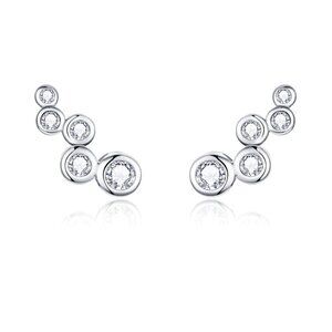 Unique 925 Silver Plated White CZ Stud Earrings For Women, FB16FA1167